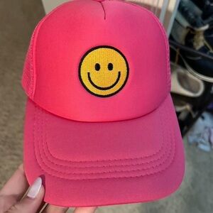 Pink Trucker Smiley Face Hat